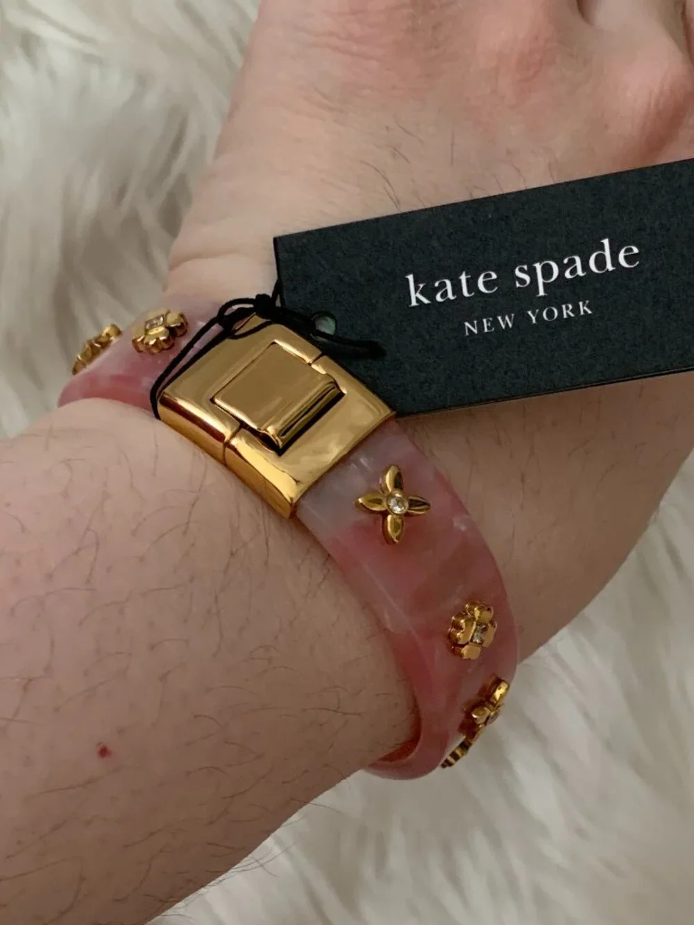 KATE SPADE Breeze Along Thin Hinged Bangle in Blush/Gold - Picture 2 of 5